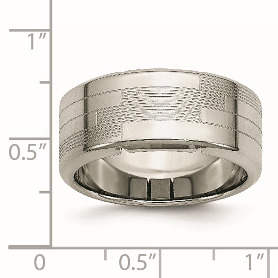 Stainless Steel Polished and Textured 10mm Band