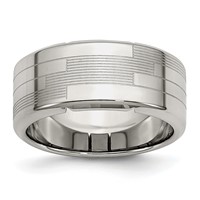 Stainless Steel Polished and Textured 10mm Band view 1