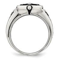 Chisel Stainless Steel Antiqued Polished and Textured Cross Ring view 2