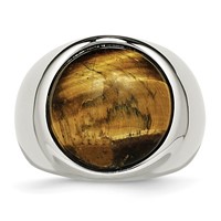 Chisel Stainless Steel Polished Tiger's Eye Ring view 4