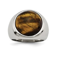 Chisel Stainless Steel Polished Tiger's Eye Ring view 1