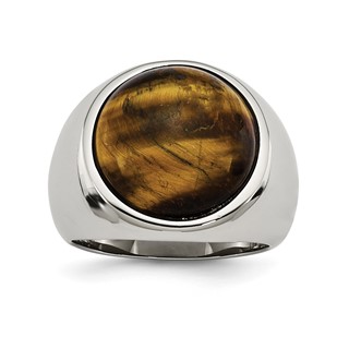 Chisel Stainless Steel Polished Tiger's Eye Ring