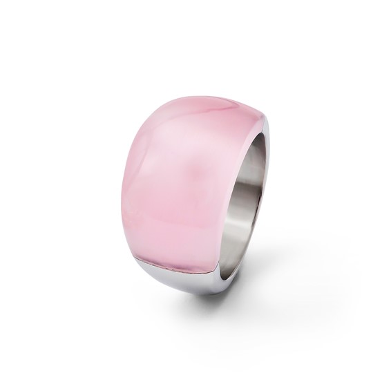 Stainless Steel 12mm Pink Cat's Eye Ring