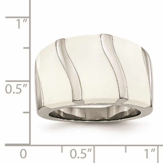 Stainless Steel White Enamel Ring