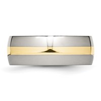 Chisel Stainless Steel Band with 14K Gold Inlay Polished 8mm view 3