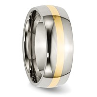 Chisel Stainless Steel Band with 14K Gold Inlay Polished 8mm view 4