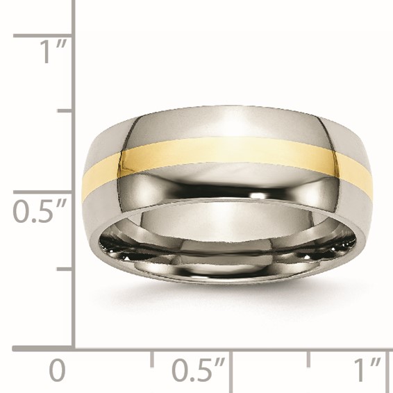 Chisel Stainless Steel with 14k Gold Inlay Polished 8mm Band