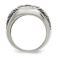 Stainless Steel Antiqued Polished & Textured Yellow IP-plated Cross Ring view 2