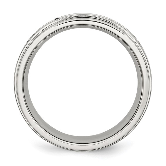 Chisel Stainless Steel Polished 1/6 Carat Black Diamond 8mm Flat Band