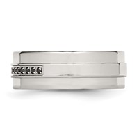 Chisel Stainless Steel Polished 0.17 Carat Black Diamond 8mm Flat Band view 3