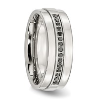 Chisel Stainless Steel Polished 0.17 Carat Black Diamond 8mm Flat Band view 5