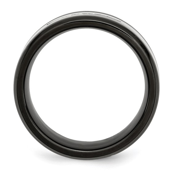 Chisel Stainless Steel Polished Black IP-plated 1/4 Carat Black Diamond 9mm Band