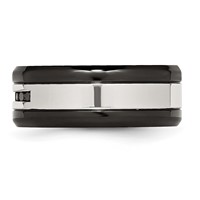 Chisel Stainless Steel Polished Black IP-plated 0.25 Carat Black Diamond 9mm Band view 3