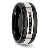 Chisel Stainless Steel Polished Black IP-plated 0.25 Carat Black Diamond 9mm Band view 5