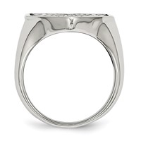 Chisel Stainless Steel Antiqued and Polished 0.05 Carat Black Diamond Shield Ring view 2