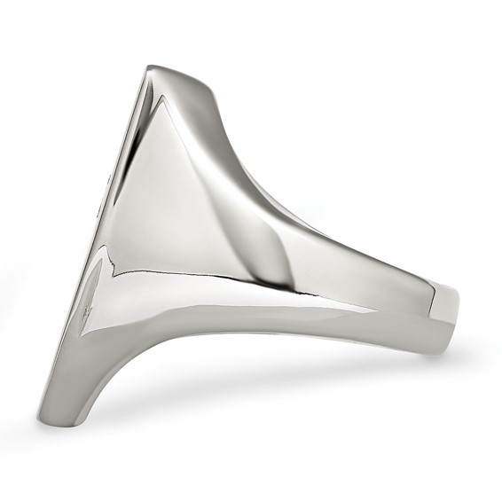 Chisel Stainless Steel Antiqued and Polished 1/20 Carat Black Diamond Shield Ring