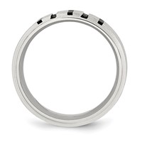 Chisel Stainless Steel Brushed Center Black IP-plated 0.17 Carat Diamond 9mm Band view 2