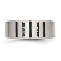 Chisel Stainless Steel Brushed Center Black IP-plated 0.17 Carat Diamond 9mm Band view 4
