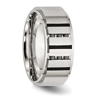 Chisel Stainless Steel Brushed Center Black IP-plated 0.17 Carat Diamond 9mm Band view 5