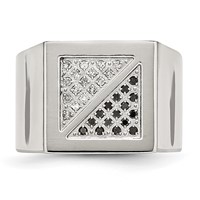 Chisel Stainless Steel Polished 0.25 Carat Black and White Diamond Ring view 4