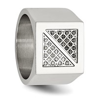 Chisel Stainless Steel Polished 0.25 Carat Black and White Diamond Ring view 5