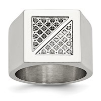 Chisel Stainless Steel Polished 0.25 Carat Black and White Diamond Ring view 1