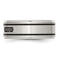 Chisel Stainless Steel Brushed and Polished Black IP-plated 0.50 Carat Black Diamond 9mm Band view 3