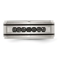 Chisel Stainless Steel Brushed and Polished Black IP-plated 0.50 Carat Black Diamond 9mm Band view 4