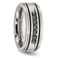 Chisel Stainless Steel Brushed and Polished Black IP-plated 0.50 Carat Black Diamond 9mm Band view 5