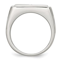 Chisel Stainless Steel Polished and Textured 0.07 Carat Diamond Cross 13.25mm Band view 2