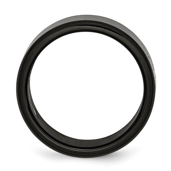 Chisel Stainless Steel Brushed Black IP-plated with Cross 9mm Band