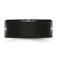 Chisel Stainless Steel Brushed Black IP-plated Band with Cross 9mm view 3