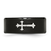 Chisel Stainless Steel Brushed Black IP-plated Band with Cross 9mm view 4