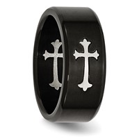 Chisel Stainless Steel Brushed Black IP-plated Band with Cross 9mm view 5