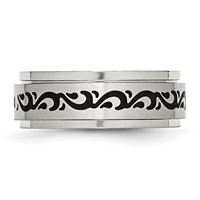 Chisel Stainless Steel Brushed and Polished Enamel Rotating Swirl Design 8mm Band view 3