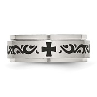 Chisel Stainless Steel Brushed and Polished Enamel Rotating Swirl Design 8mm Band view 4