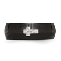 Chisel Stainless Steel Polished Black IP-plated 2pt Diamond Cross 8mm Band view 4