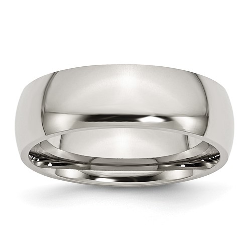 Chisel Stainless Steel Polished 7mm Half Round Band