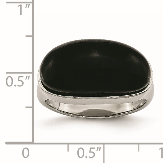 Stainless Steel Black Glass Ring