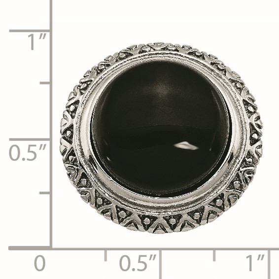 Stainless Steel Black Glass w/Textured Edge Ring