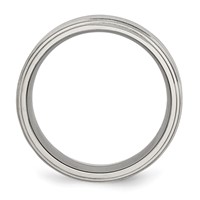 Chisel Stainless Steel Polished Band with Brushed Center 8mm Ridged Edge view 2