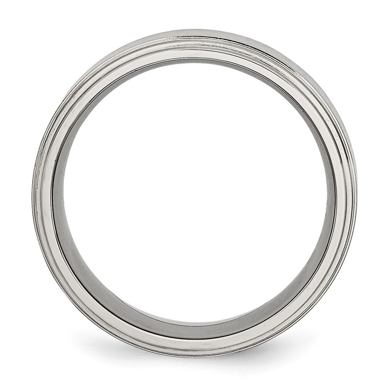 Chisel Stainless Steel Polished with Brushed Center 8mm Ridged Edge Band