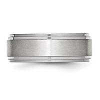 Chisel Stainless Steel Polished Band with Brushed Center 8mm Ridged Edge view 3
