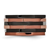 Stainless Steel Polished Black & Brown IP-plated Moveable 12mm Band view 3