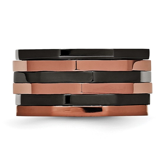 Stainless Steel Polished Black & Brown IP-plated Moveable 12mm Band