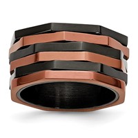 Stainless Steel Polished Black & Brown IP-plated Moveable 12mm Band view 1