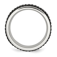 Chisel Stainless Steel Polished with Black Crystal 9mm Band view 2
