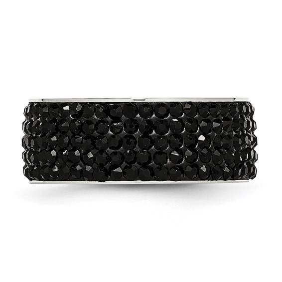 Chisel Stainless Steel Polished with Black Crystal 9mm Band