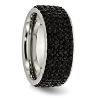 Chisel Stainless Steel Polished with Black Crystal 9mm Band view 4