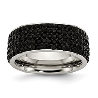 Chisel Stainless Steel Polished with Black Crystal 9mm Band view 1